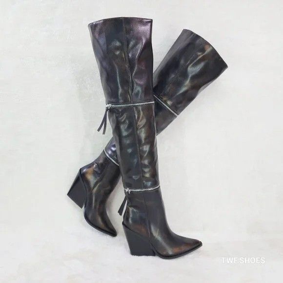 Other Alexa Western All in One Zipper Shaft Ankle Knee & Thigh Bo Size US 11 / IT 41 - 9 Thumbnail