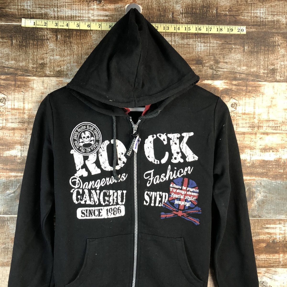 Japanese Brand Gang Busters skull punk Black sweater Hoodie #A2458 Size US XS / EU 42 / 0 - 2 Thumbnail