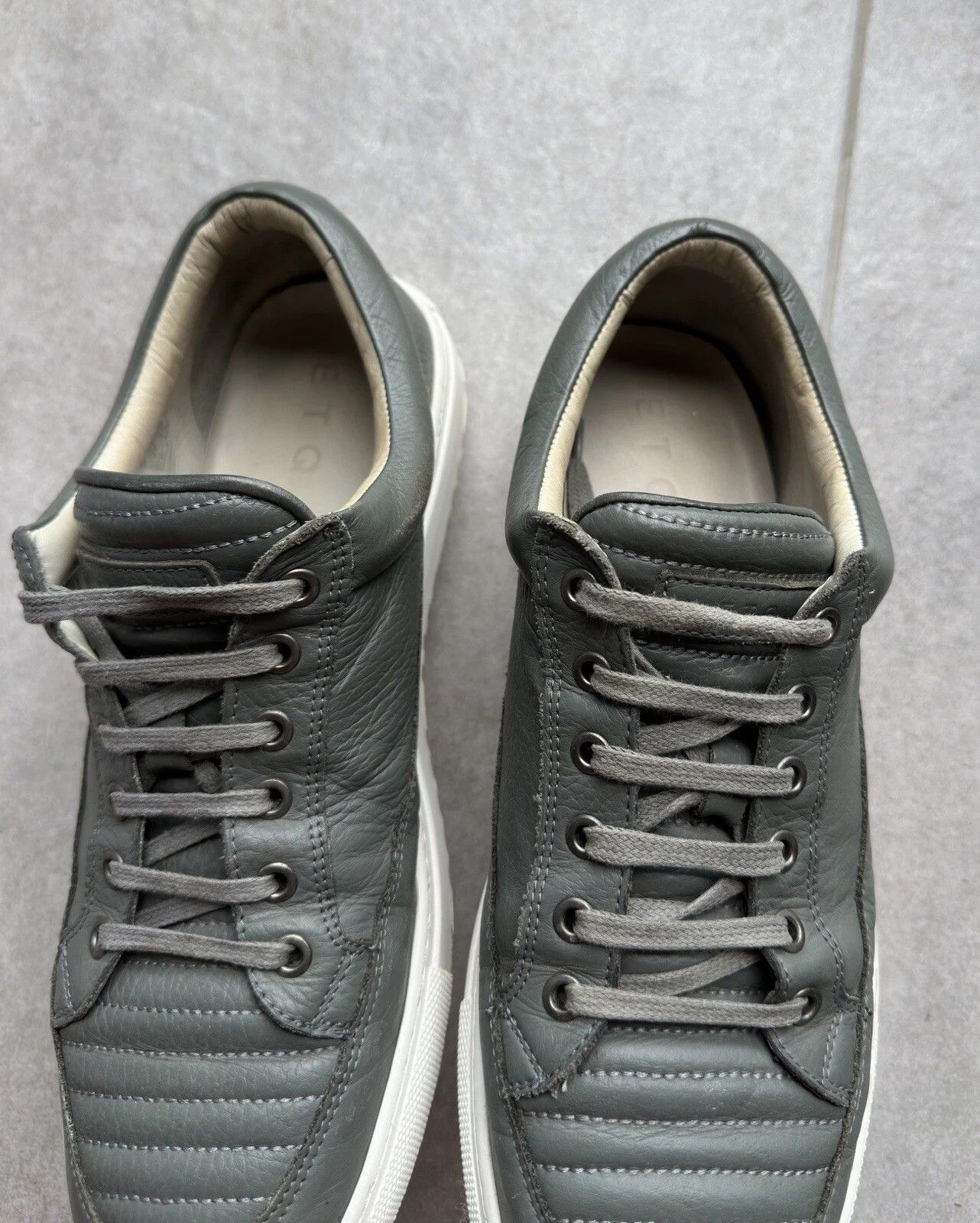 Vintage ETQ Amsterdam Low Designer Gray Mens Leather Trainers Shoes Size US 12 / EU 45 - 4 Thumbnail