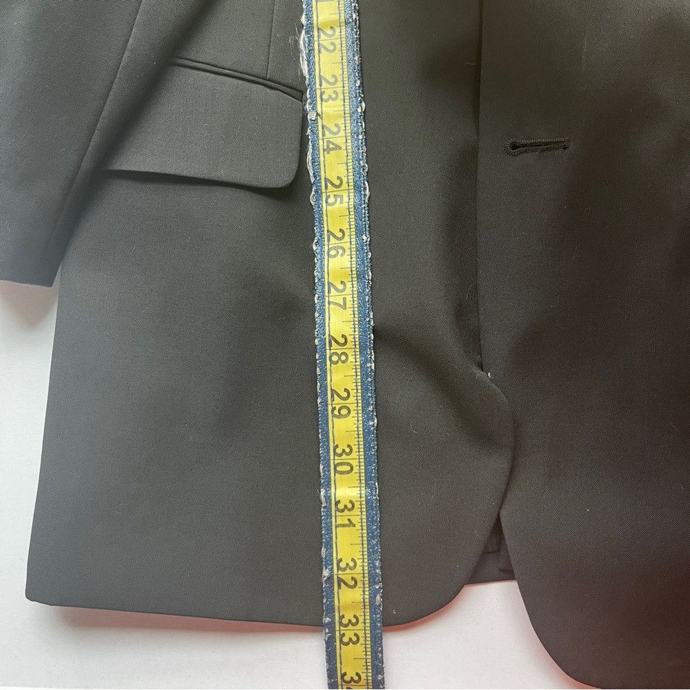 Designer Martino Mens Slim Fit Solid Black 3 Button Wool Suit 42R Size US S / EU 44-46 / 1 - 6 Thumbnail