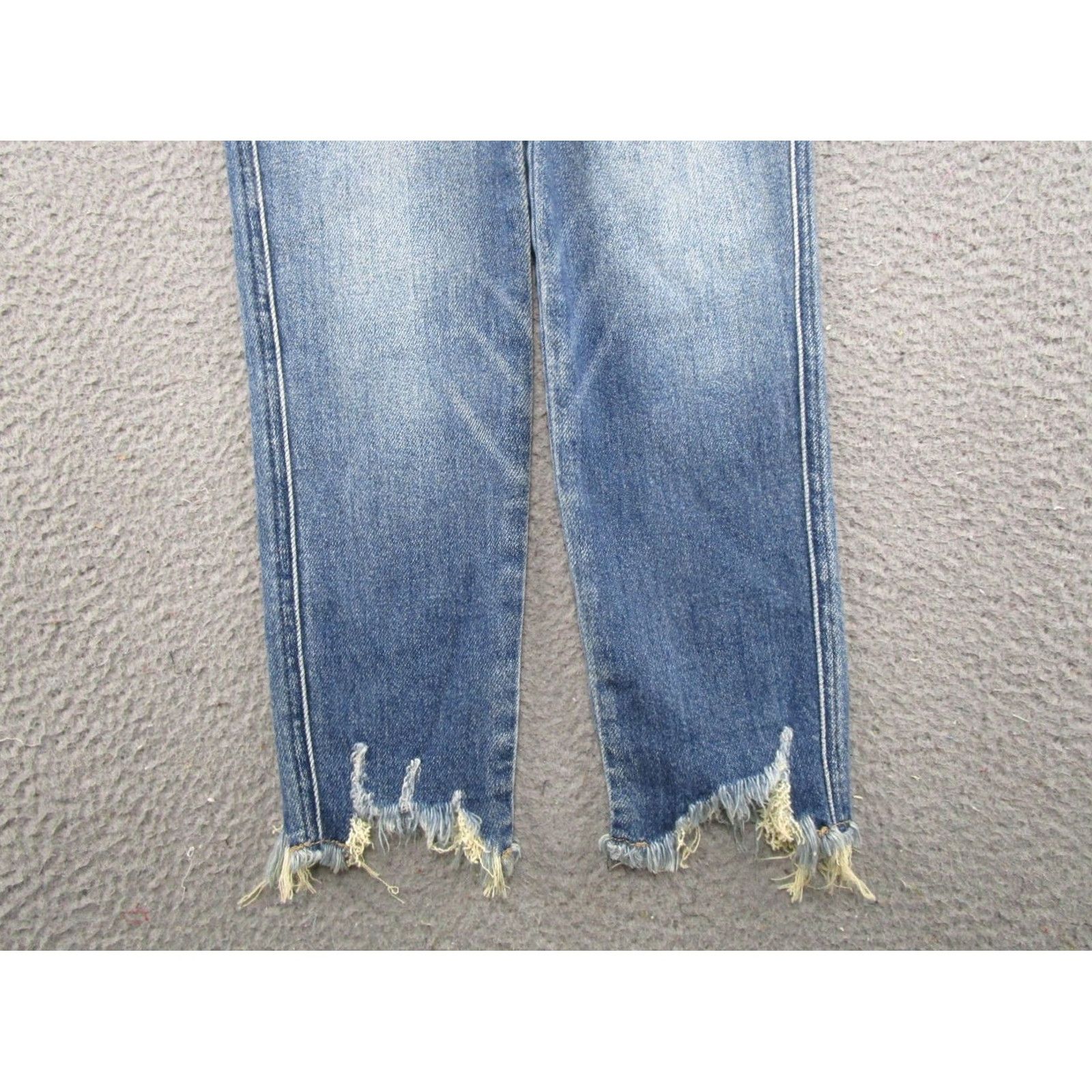 Vintage Flying Monkey Womens Button Fly Blue Skinny Jeans Ankle Size 26 Leather? (Note: Original contains no leather) Size 26" / US 2 / IT 38 - 2 Thumbnail