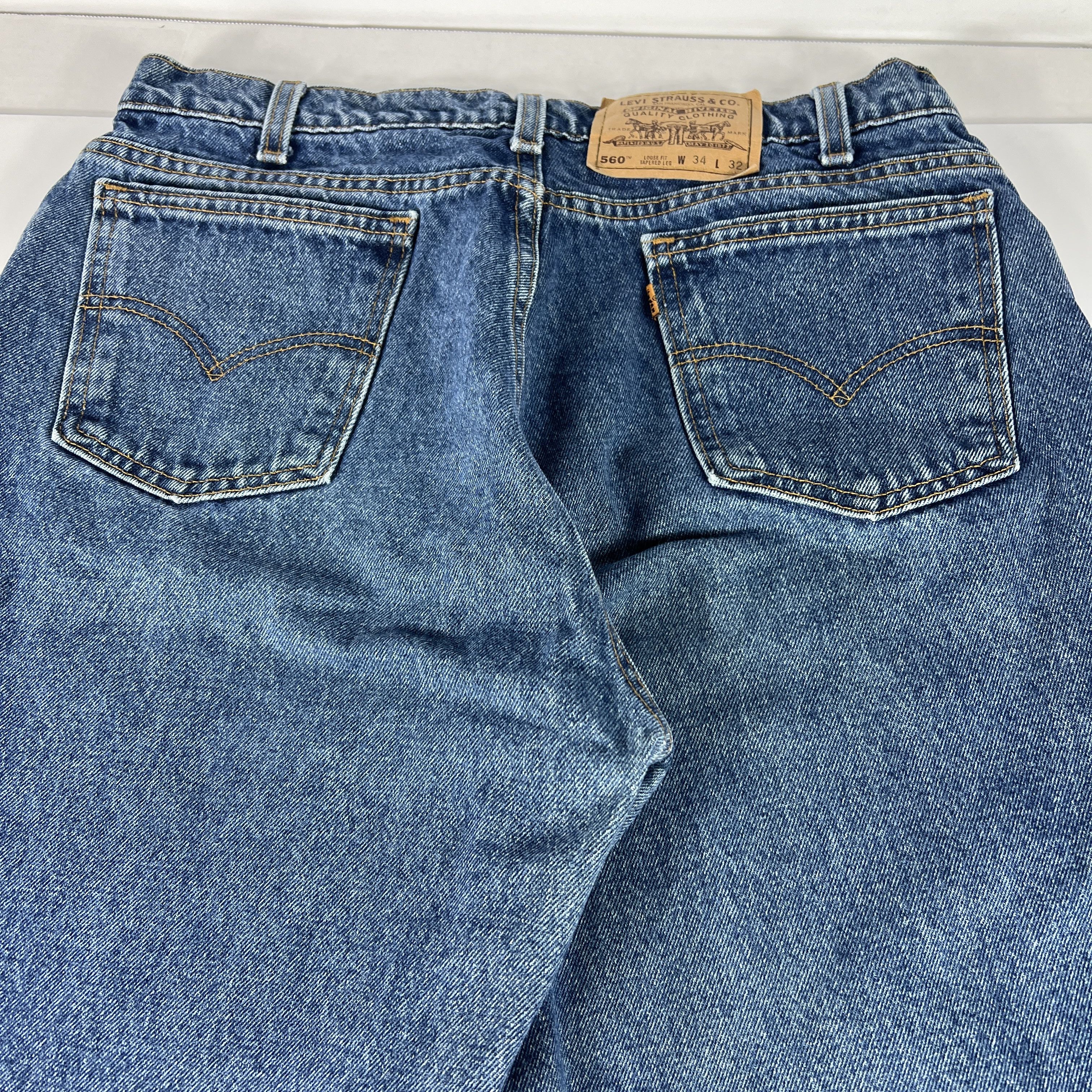 Levi's × Vintage VTG 90s Levi's Jean 560 Loose Taper Blue Denim Orange Tab Size US 33 - 12 Thumbnail