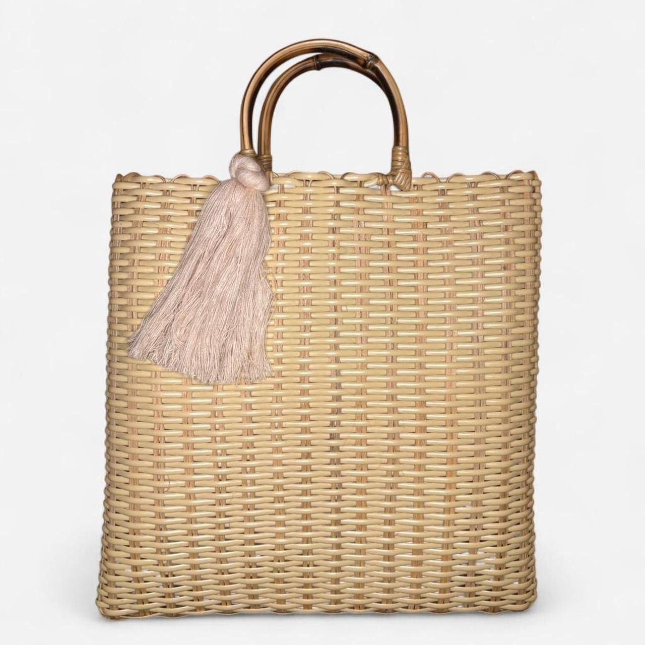 Other Tote Bag w/ Bamboo Handles & Tassel / Summer Market Beach Size ONE SIZE - 1 Thumbnail