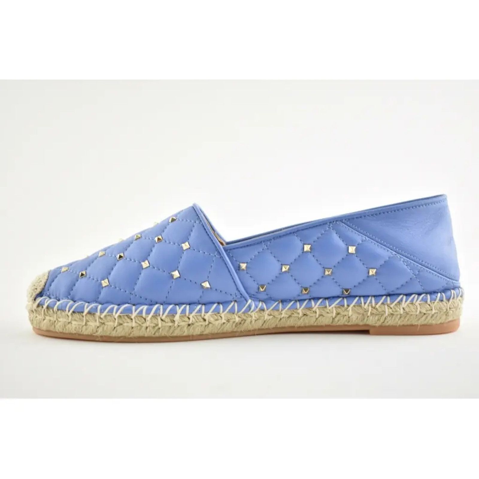 Valentino Valentino Rockstud Spike Blue Quilted Leather Slide Back Size US 7 / IT 37 - 9 Thumbnail