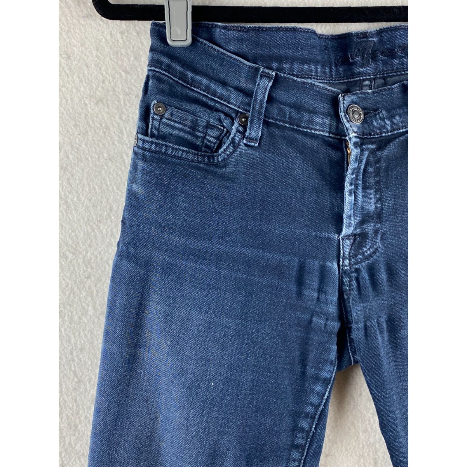 7 For All Mankind 7 For All Mankind Roxanne Womens 26 Blue Skinny Jeans Stretch Denim Dark Wash Size ONE SIZE - 3 Thumbnail