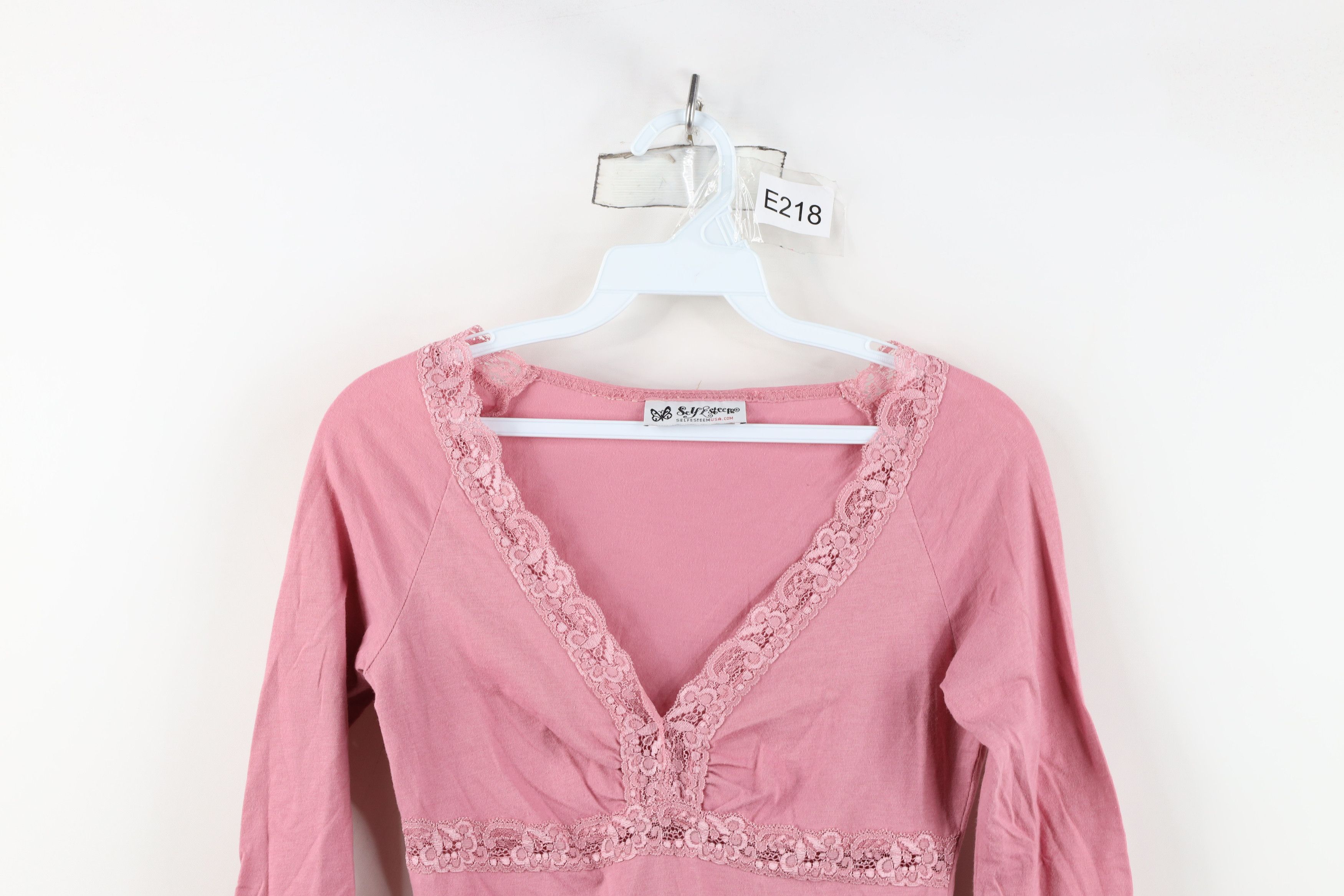 Vintage Vintage 90s Y2K Babydoll Lace Marled Shirt Top Pink USA Size M / US 6-8 / IT 42-44 - 2 Thumbnail