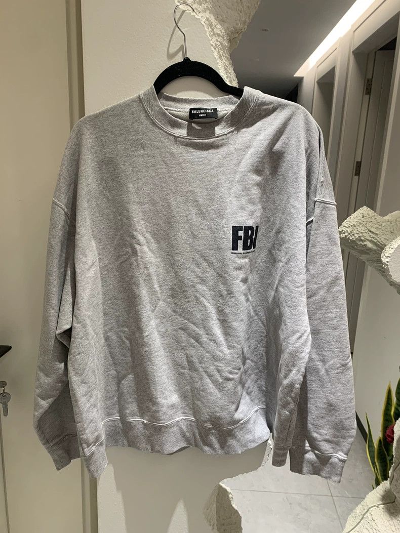 Balenciaga Balenciaga Heather Gray FBI Crewneck Sweatshirt New with T Size US M / EU 48-50 / 2 - 1 Thumbnail