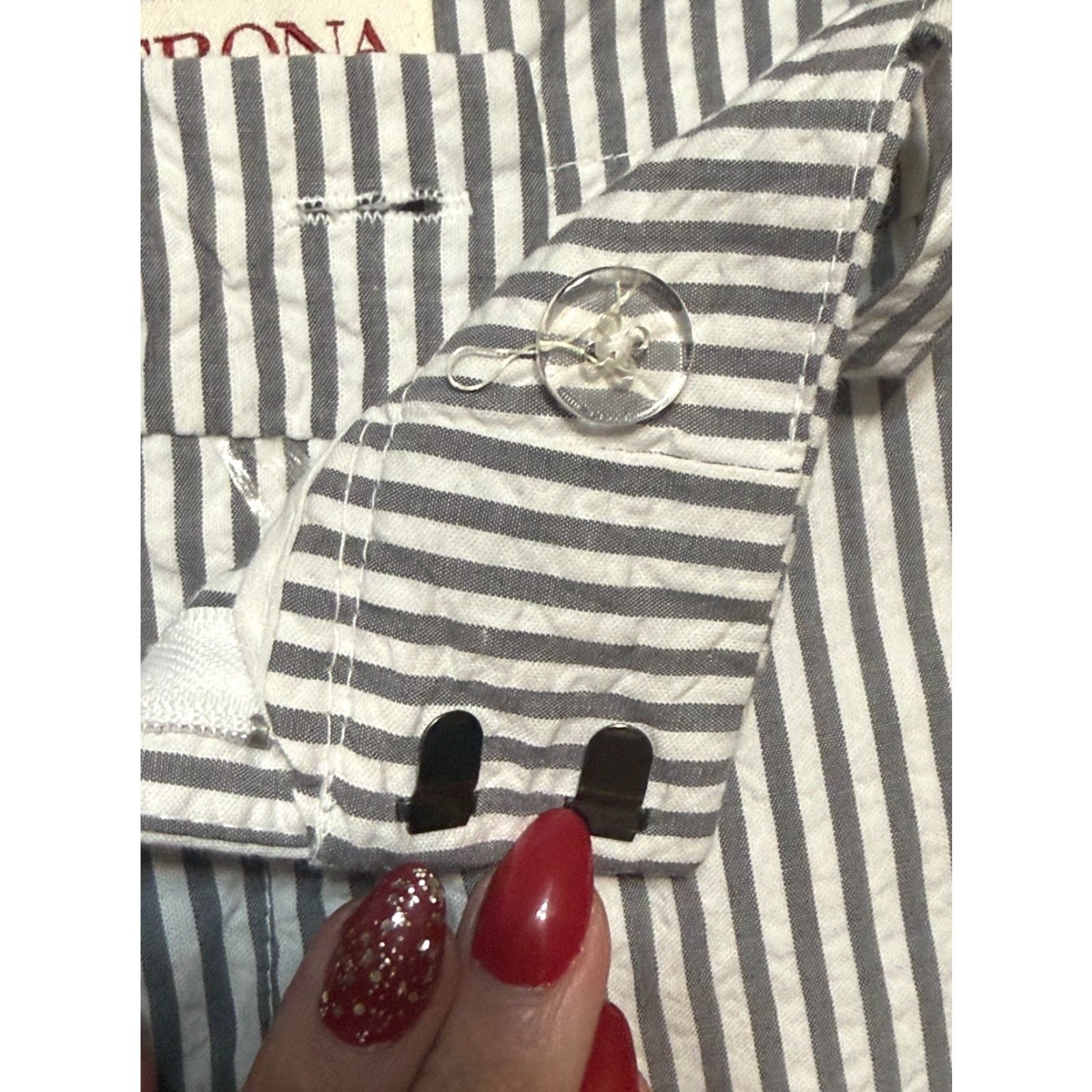 Merona Merona Pants Women's 8 Grey White Striped Flat Front Classic Pants Women Size 30" / US 8 / IT 44 - 6 Thumbnail
