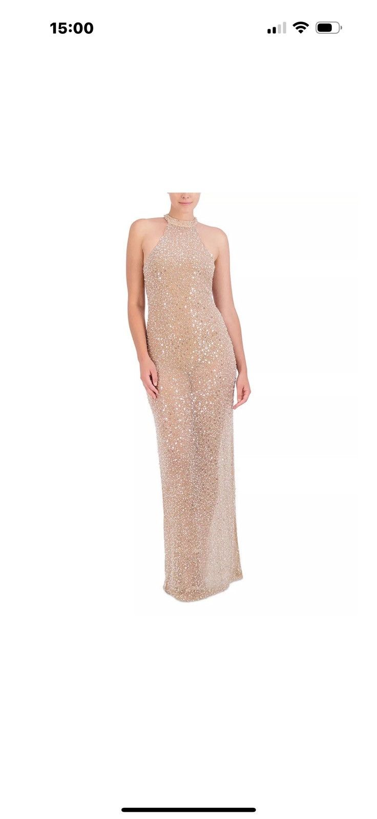 Bcbgmaxazria BCBGMAXAZRIA Jules Beaded Semi-Sheer Halter Gown Size XS / US 0-2 / IT 36-38 - 12 Thumbnail