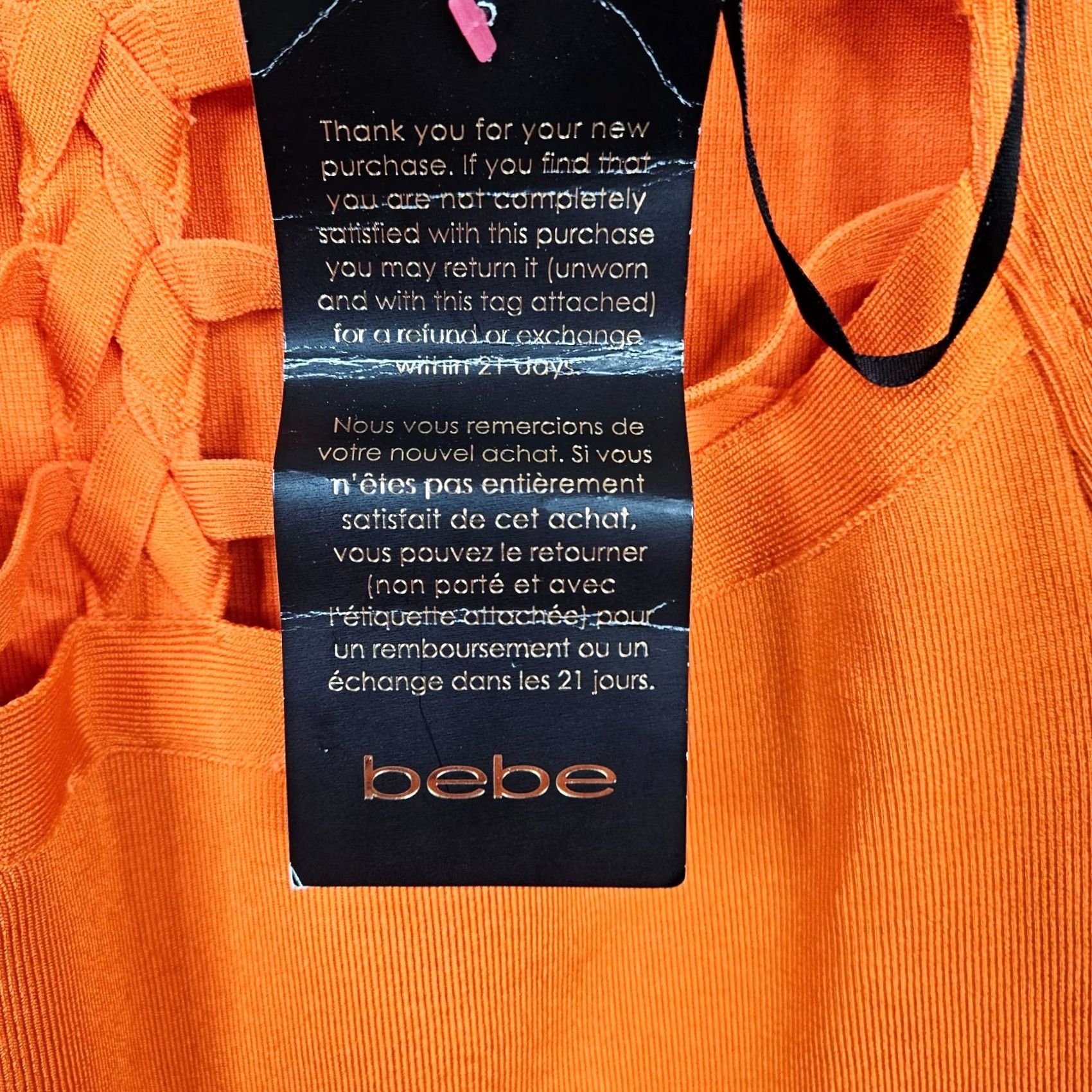 Bebe VINTAGE? No — Bebe Orange Knit Semi Open Back Bodycon Dress Women’s Size M NEW Size M / US 6-8 / IT 42-44 - 3 Thumbnail