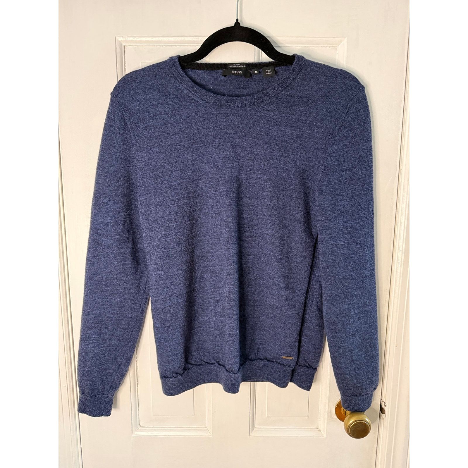 Hugo Boss HUGO BOSS Navy Blue Merino-wool sweater in a slim fit Medium Size US M / EU 48-50 / 2 - 1 Thumbnail