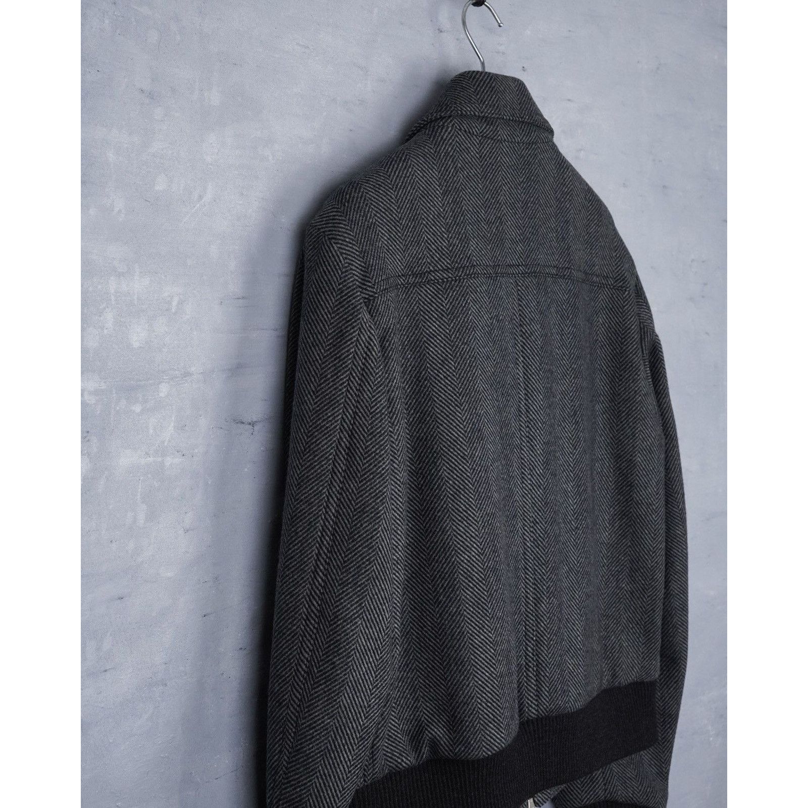 Dries Van Noten Dries van noten herringbone gray wool bomber jacket Size US L / EU 52-54 / 3 - 8 Thumbnail