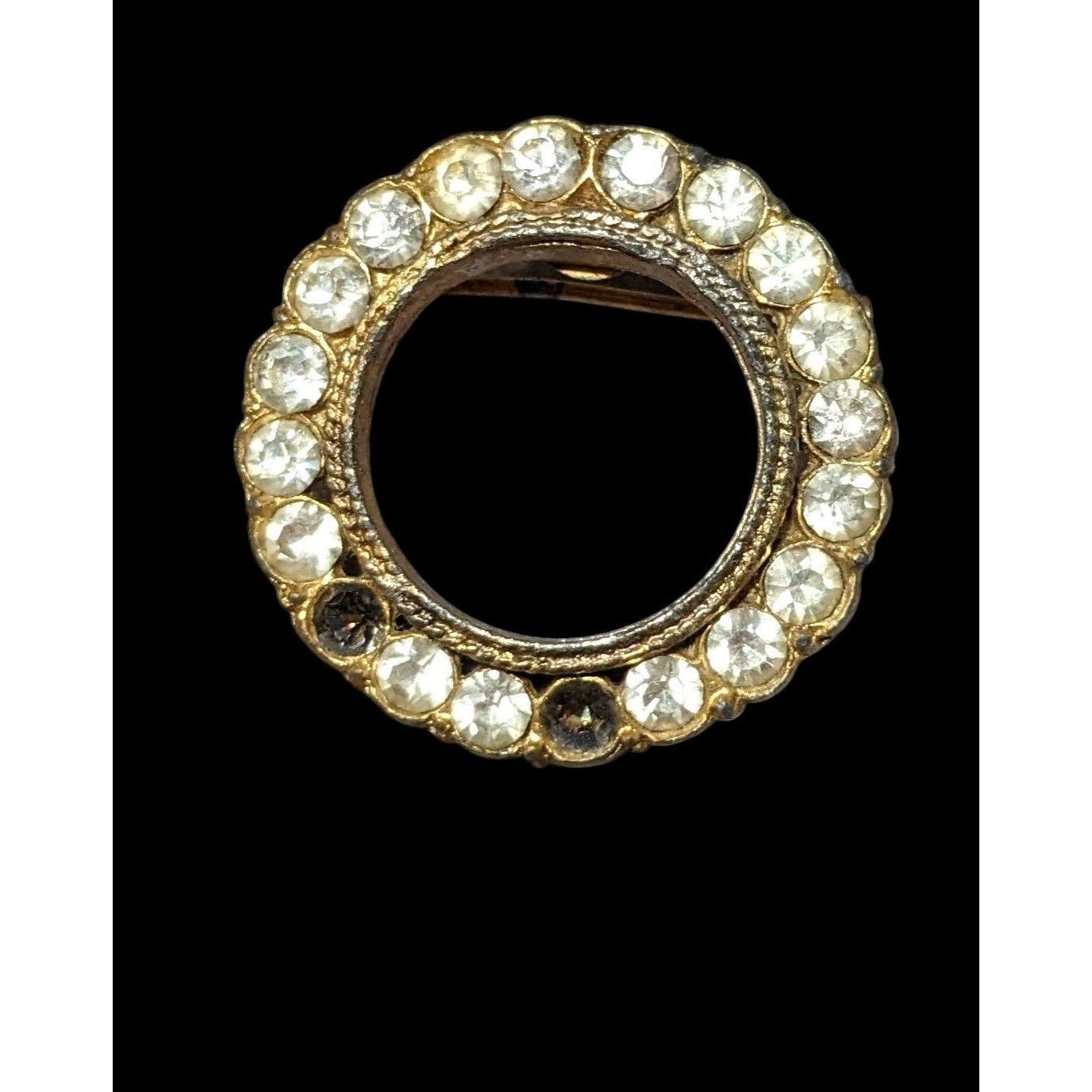 Other Vintage AJC Gold Tone Open Circle Rhinestone Brooch Size ONE SIZE - 2 Thumbnail