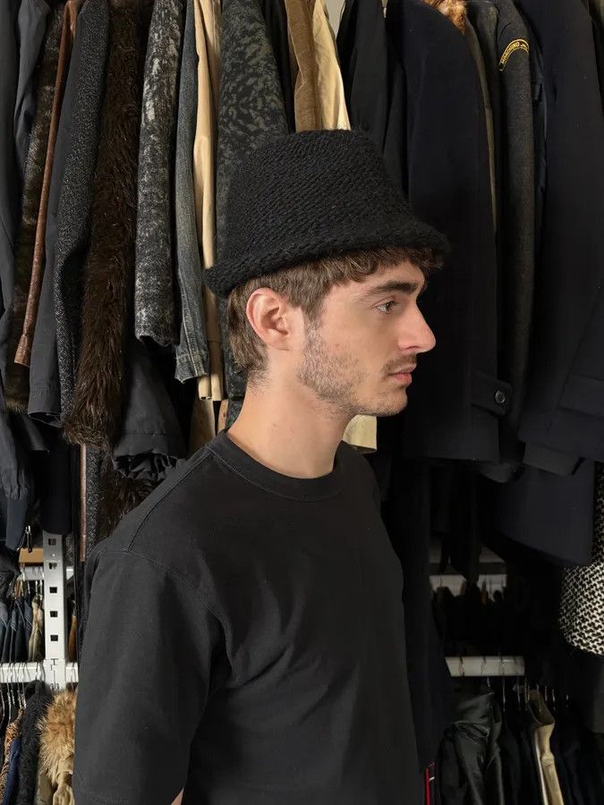 Issey Miyake 1990s Issey Miyake Black Tweed Hat Size ONE SIZE - 2 Thumbnail