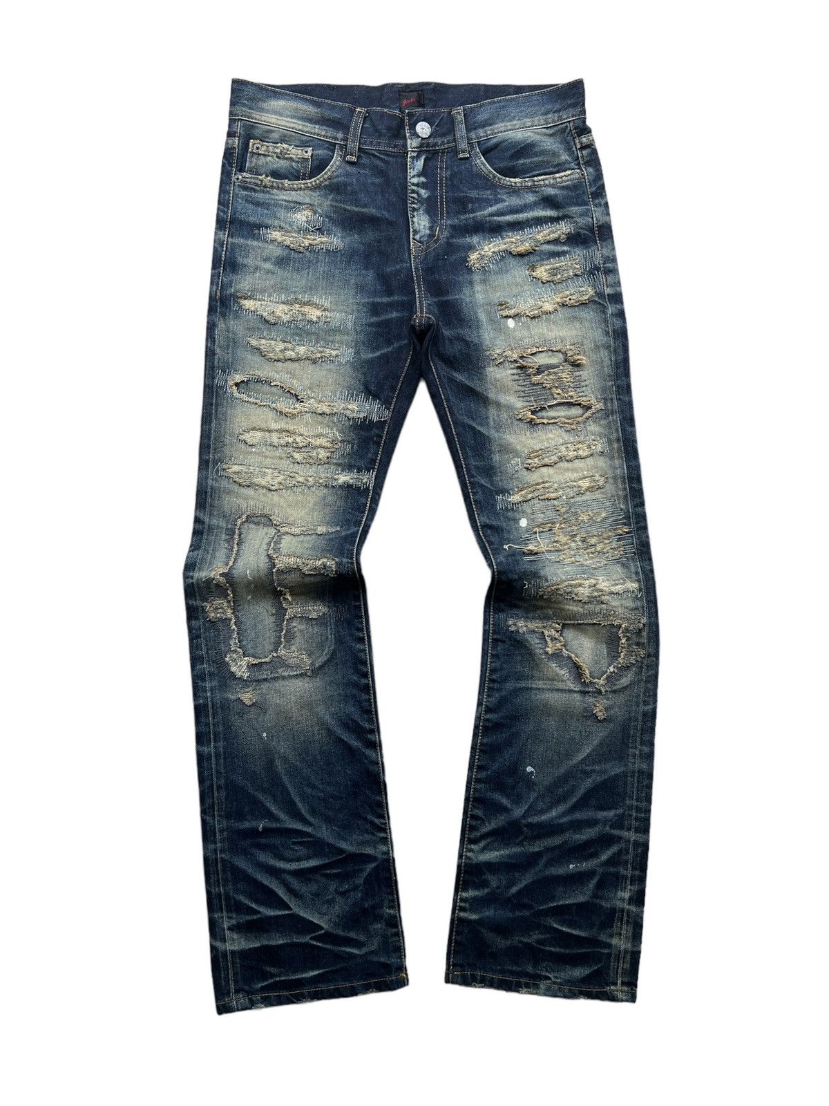 JACKROSE Jackrose 🇯🇵 Distressed Claw Mark Flare Denim Size US 33 - 1 Thumbnail
