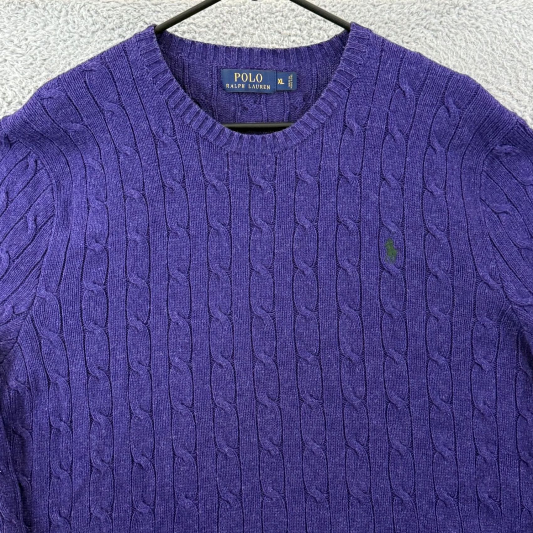 Polo Ralph Lauren VINTAGE Polo Ralph Lauren Sweater Mens XL Purple Long Sleeve 100% Silk Cable Knit Preppy Size US XL / EU 56 / 4 - 3 Thumbnail