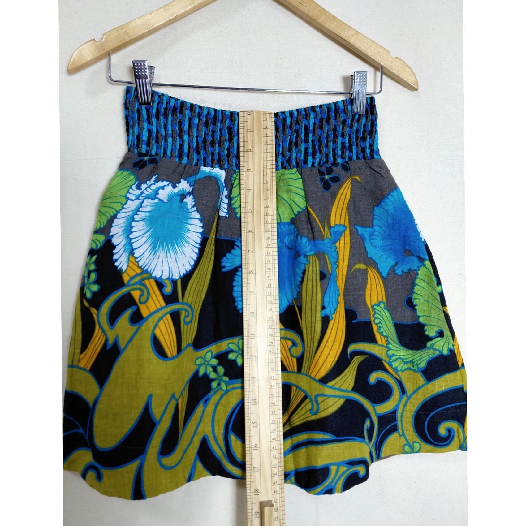 Free People FREE PEOPLE Floral Linen Blend Skirt Blue Green XS Short A-Line Womens Skirt XS Petite Micro-Review Size 26" / US 2 / IT 38 - 6 Thumbnail