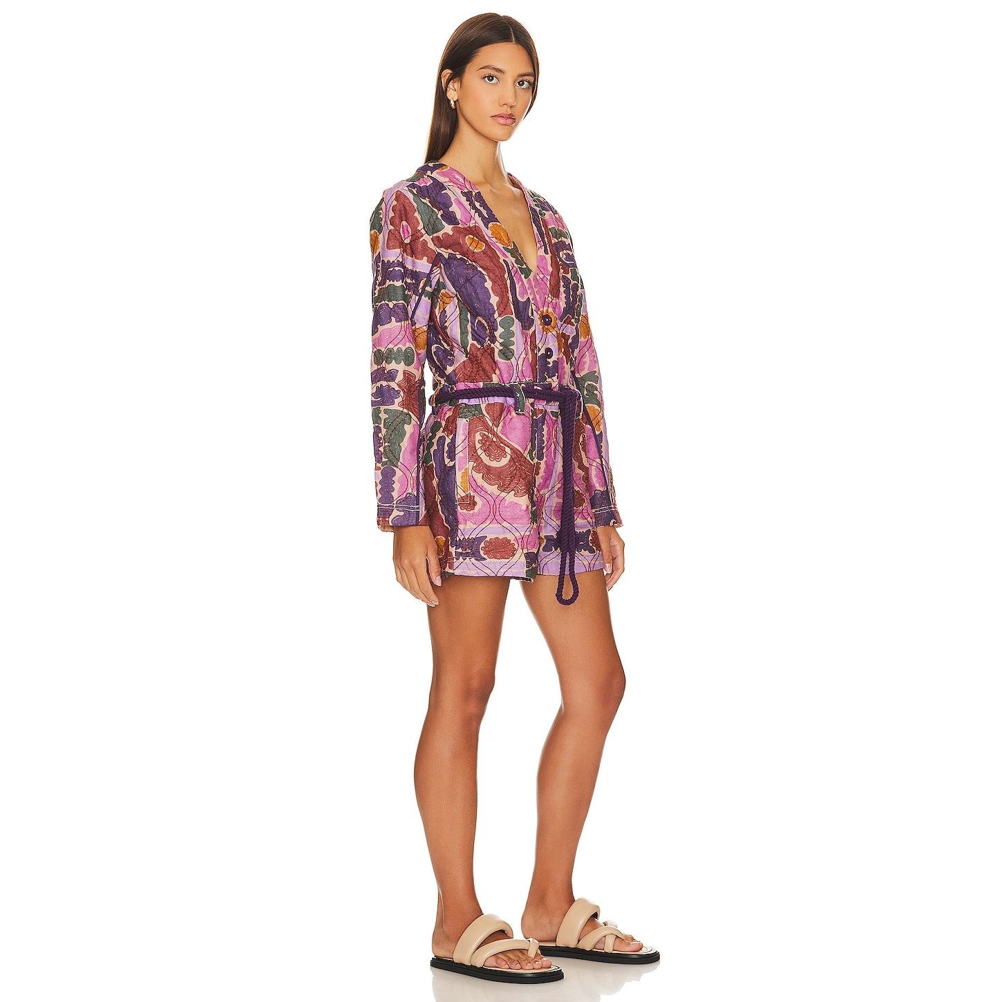 Free People NWT Atlas Quilted One-Piece Romper $228 MEDIUM Berry Combo Size 32" / US 10 / IT 46 - 5 Thumbnail
