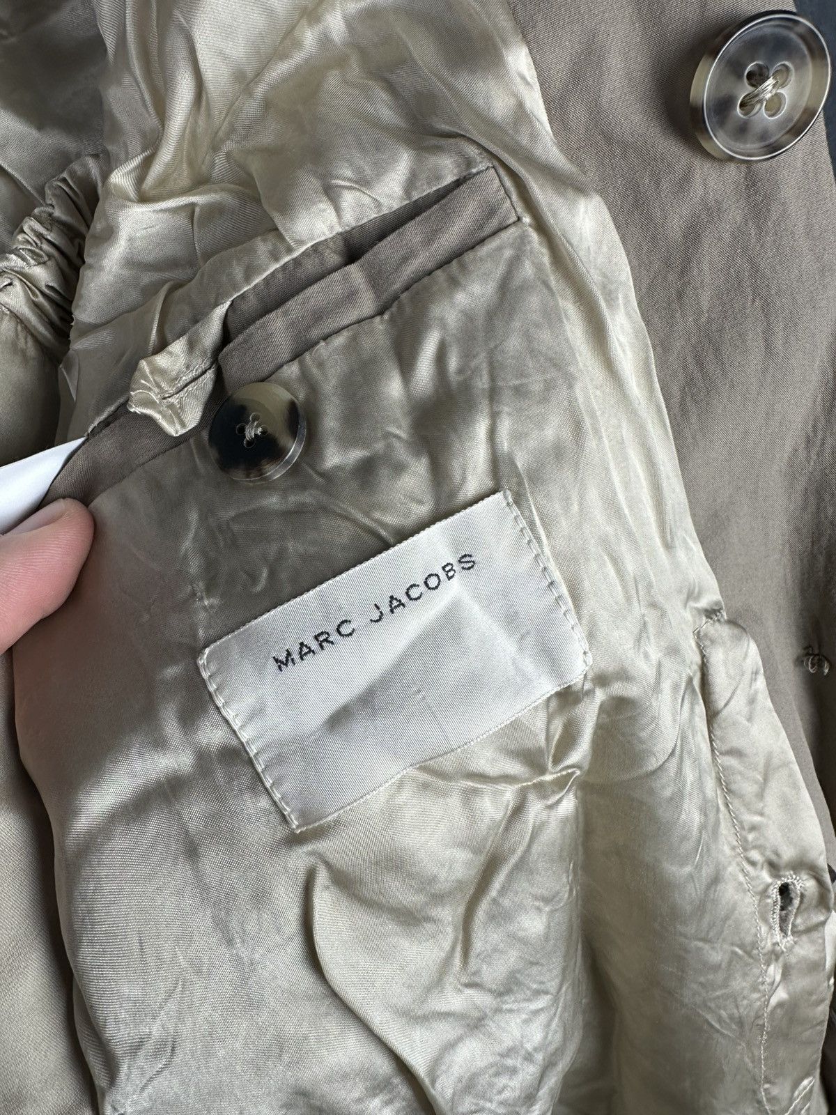 Marc Jacobs × Vintage MARC JACOBS Double-Breasted Belted Cotton Trench Coat Size XL / US 12-14 / IT 48-50 - 13 Thumbnail