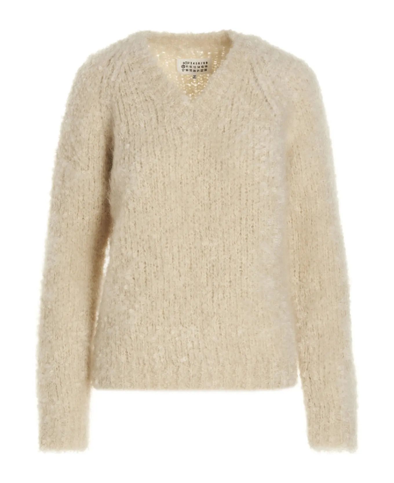 Maison Margiela o1y0625 V-neck Sweater in Beige Size L / US 10 / IT 46 - 1 Thumbnail