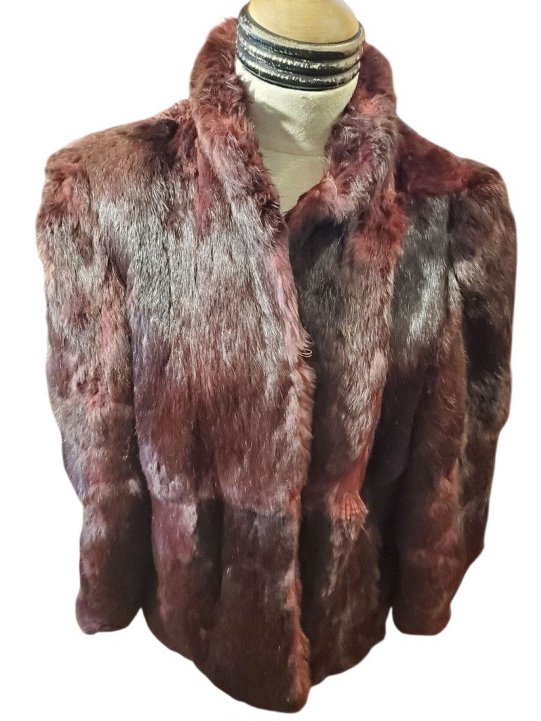Vintage Vintage 1980s Oxblood Real Rabbit Fur Coat | Grailed