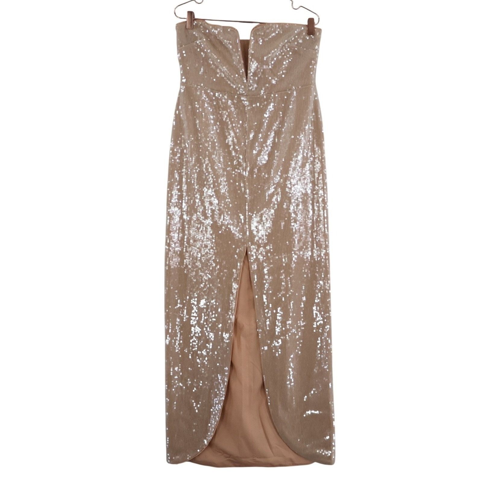 Self-Portrait Self Portrait Sequin Maxi Dress Womens 10 Beige Formal Dance Size L / US 10 / IT 46 - 1 Thumbnail