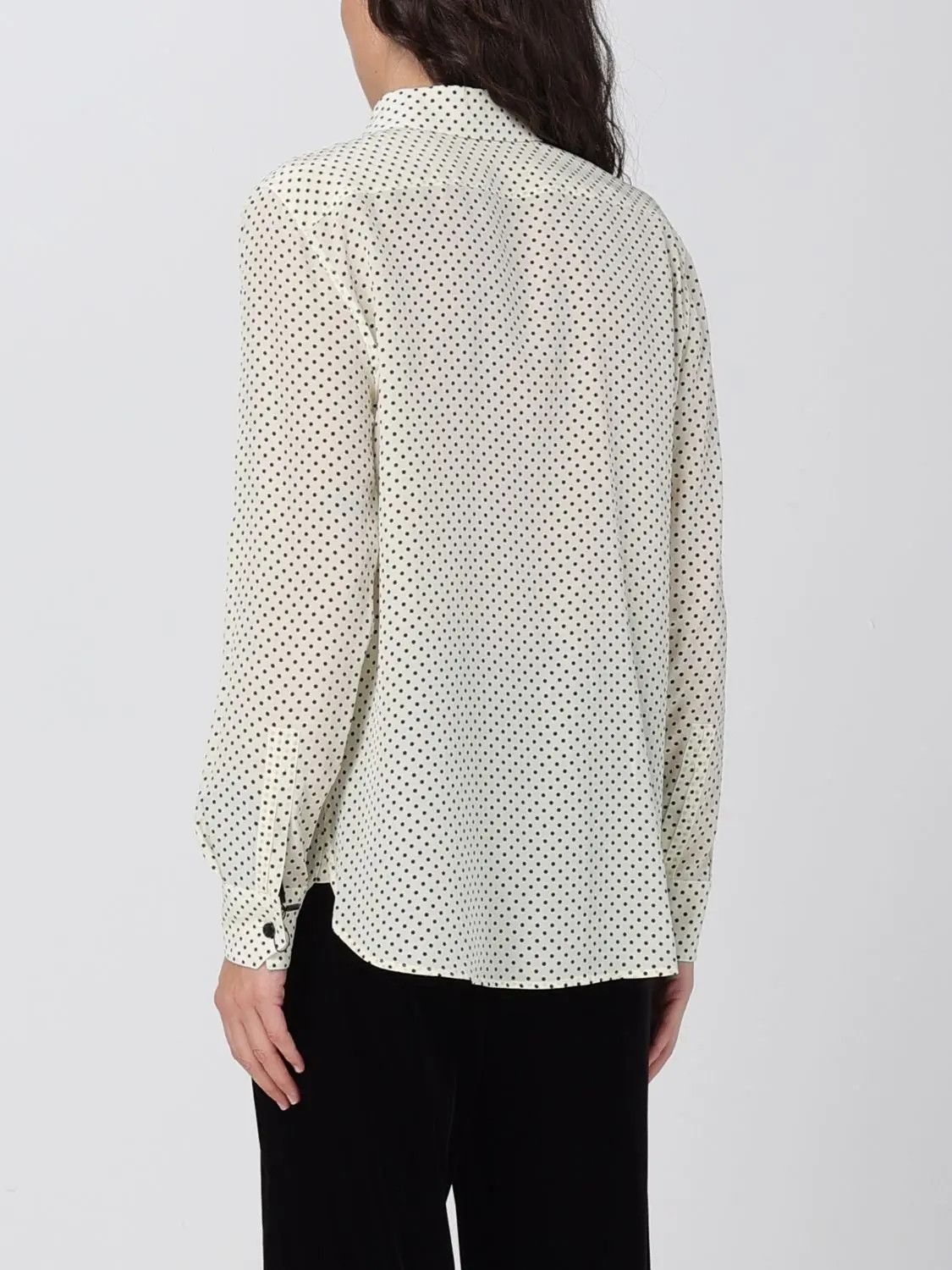 Saint Laurent Paris o1s1wg110225 710448 Classic Shirt Dotted Crepe de Chine Size XS / US 0-2 / IT 36-38 - 3 Thumbnail