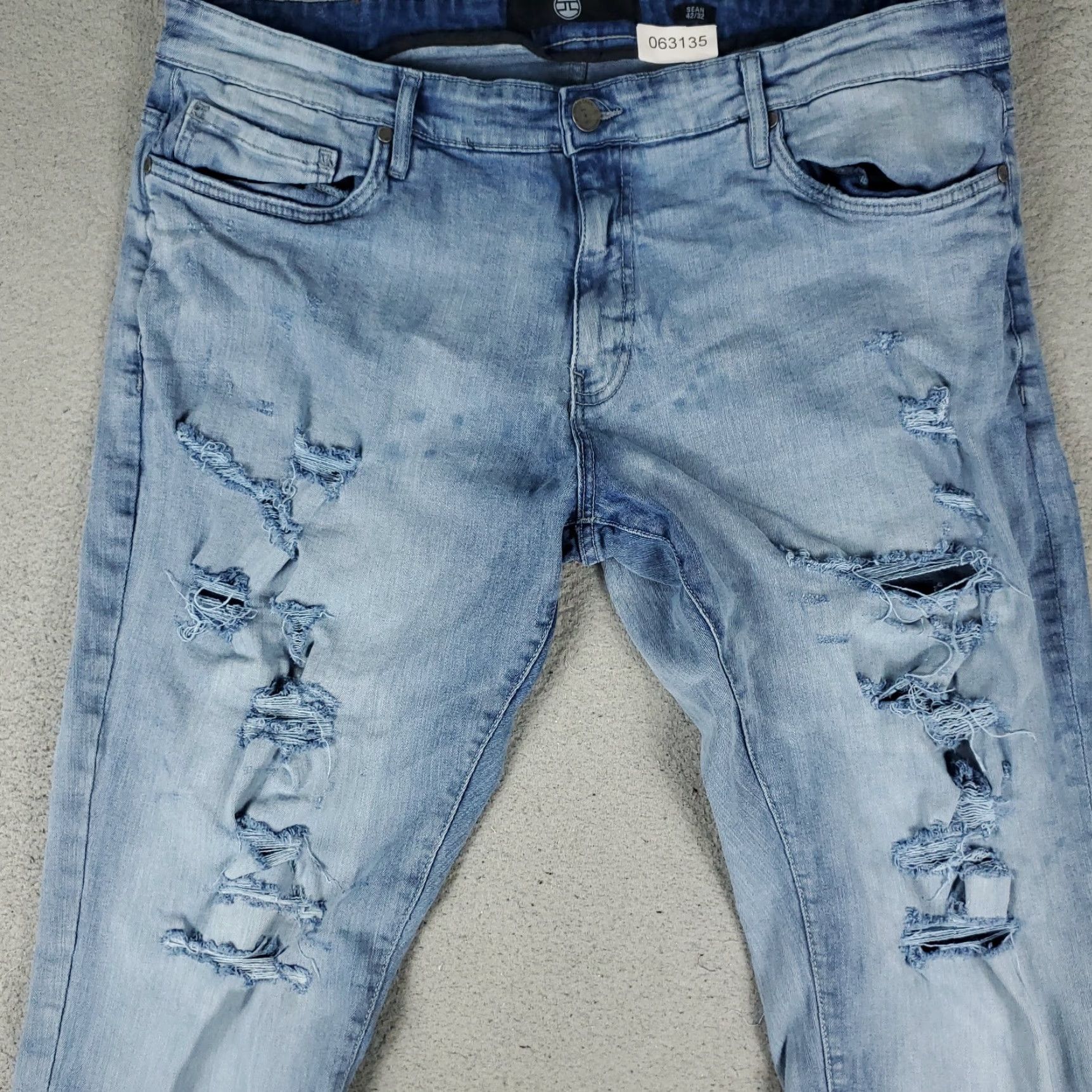 Jordan Craig Jordan Craig Jeans Mens 42x32 Blue Distressed Straight Denim Pants Size US 42 / EU 58 - 2 Thumbnail