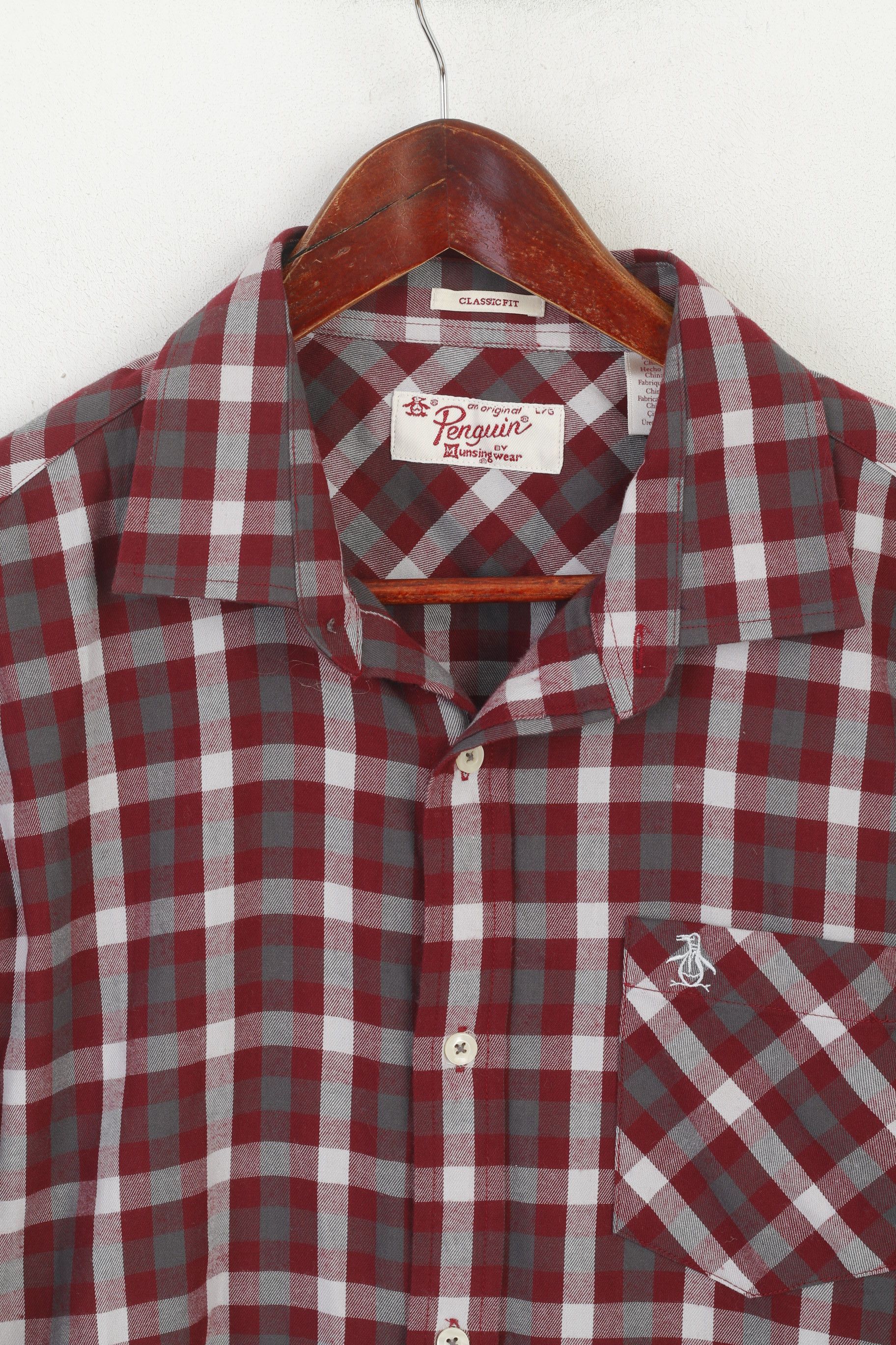 Original Penguin Penguin Men L Casual Shirt Maroon Check 2418 Size US M / EU 48-50 / 2 - 3 Thumbnail