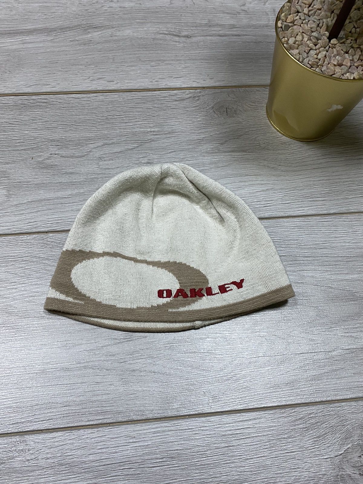 Pre-owned Made In Usa X Oakley Gorpcore Usa Big Logo Beanie Hat Circle In Beige