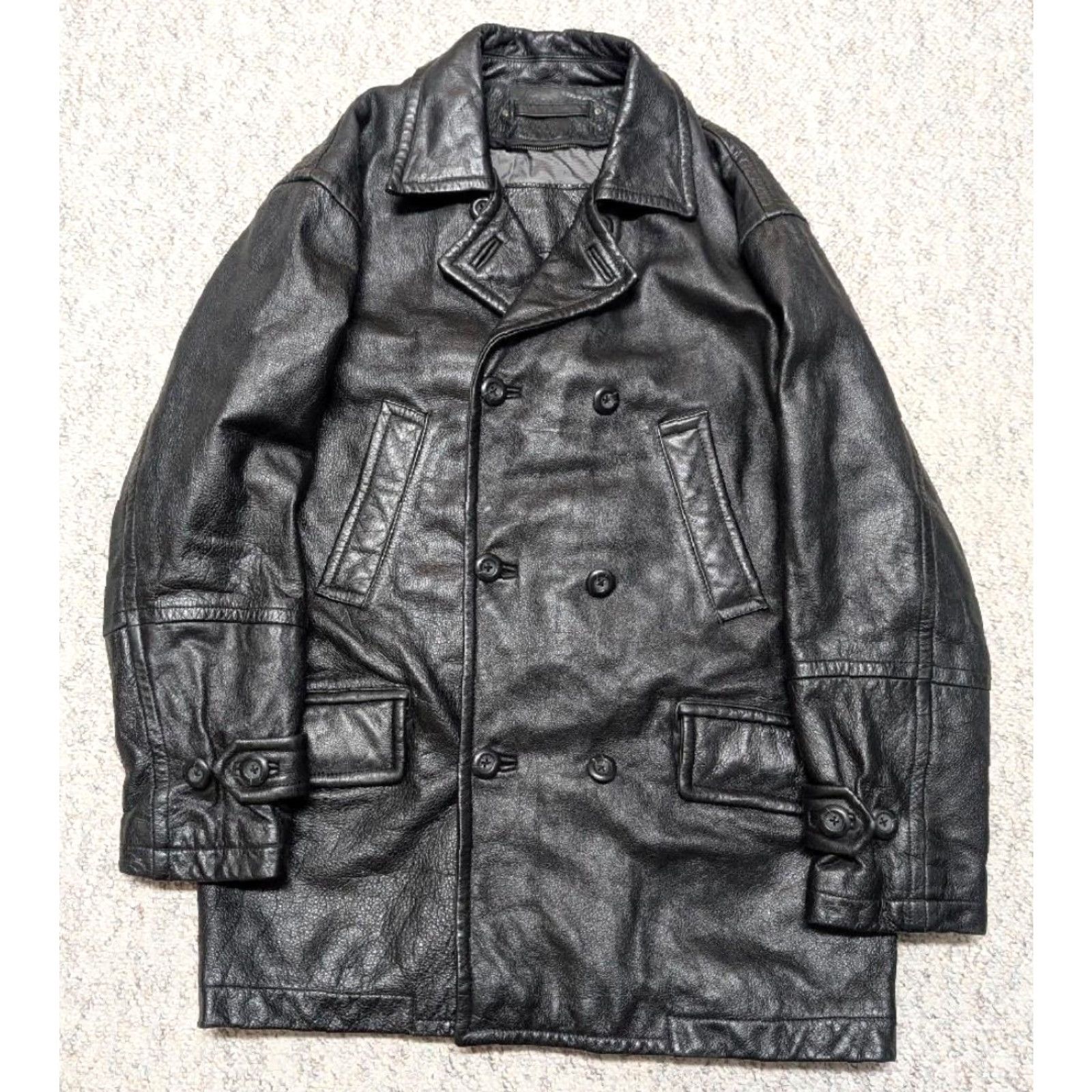 Doublet VINTAGE FIELD COAT leather MILITARY 1990s M black double breasted pea coat Men Chest 42 in Size US M / EU 48-50 / 2 - 2 Thumbnail