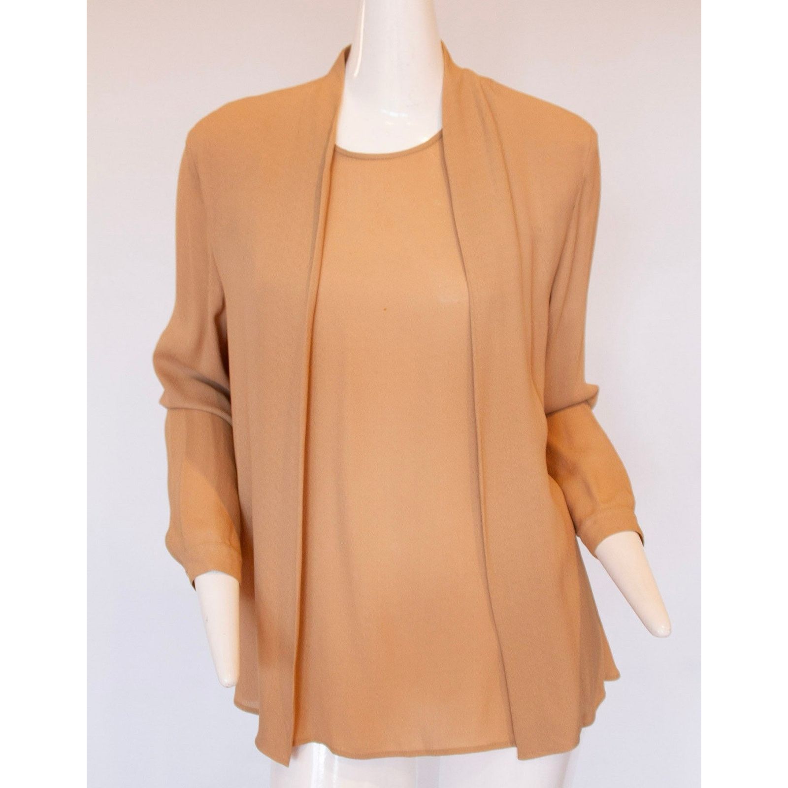 Emporio Armani Emporio Armani Nude Silk Blouse - Size 44 Size XL / US 12-14 / IT 48-50 - 1 Thumbnail