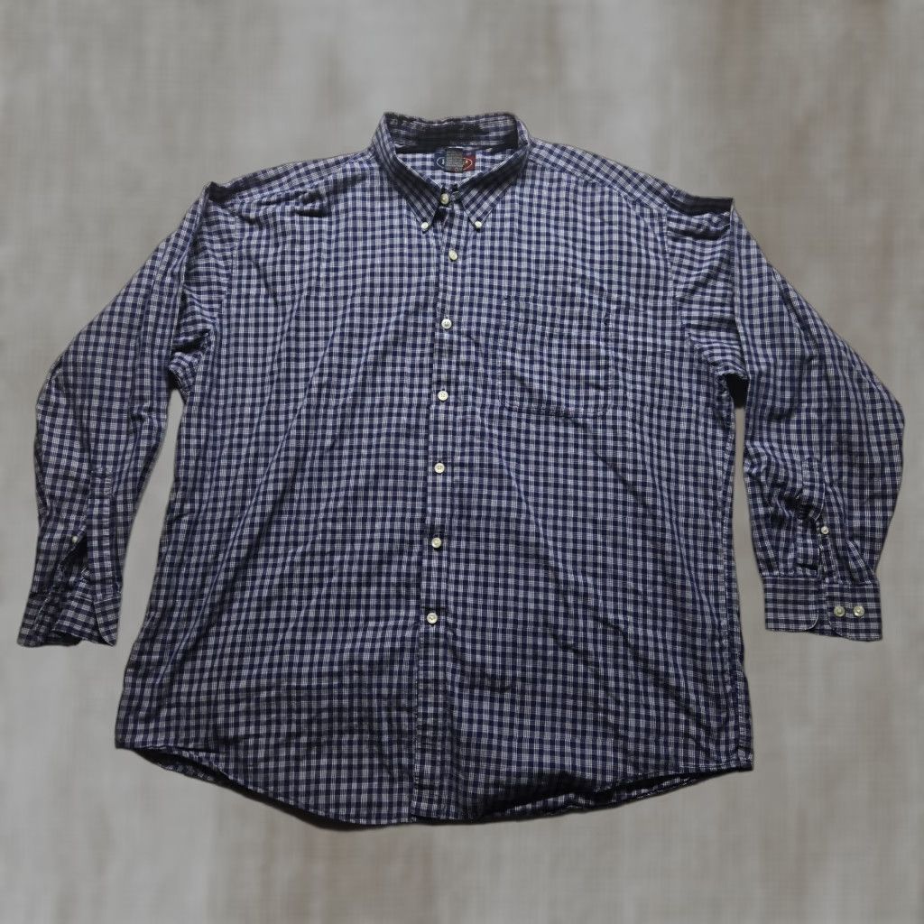 Vintage Repp Blue Plaid Check Shirt Button-Up Long Sleeve 3XT Men’s Casual Business 3XT Big & Tall Shirt Size US XXL / EU 58 / 5 - 1 Thumbnail