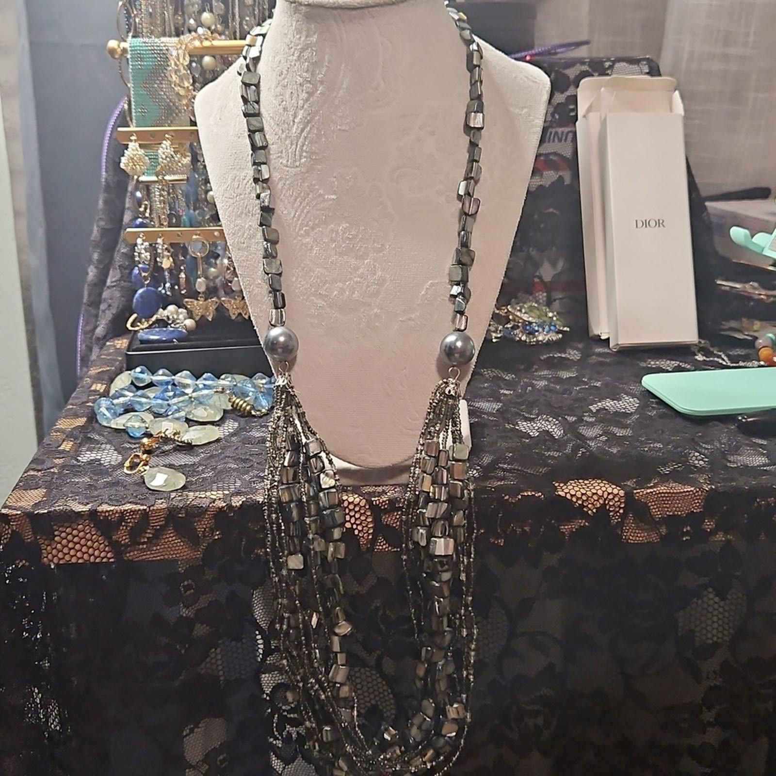 Other Elegant Multi-Strand Black and Silver Hematite Necklace Size ONE SIZE - 3 Thumbnail