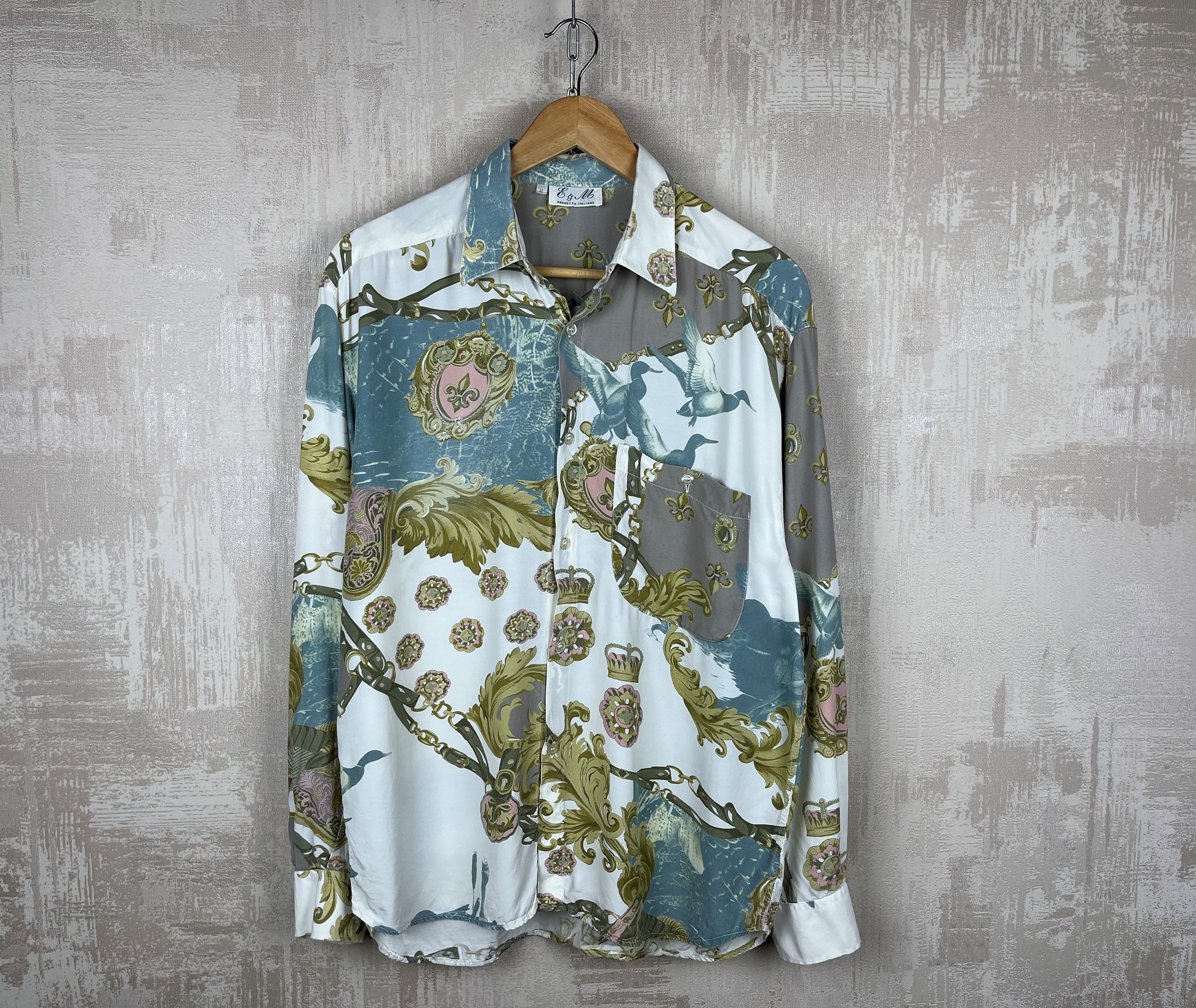 Vintage Vintage E & M 90's Italian Baroque Pattern Long Sleeve Shirt Size US M / EU 48-50 / 2 - 2 Thumbnail