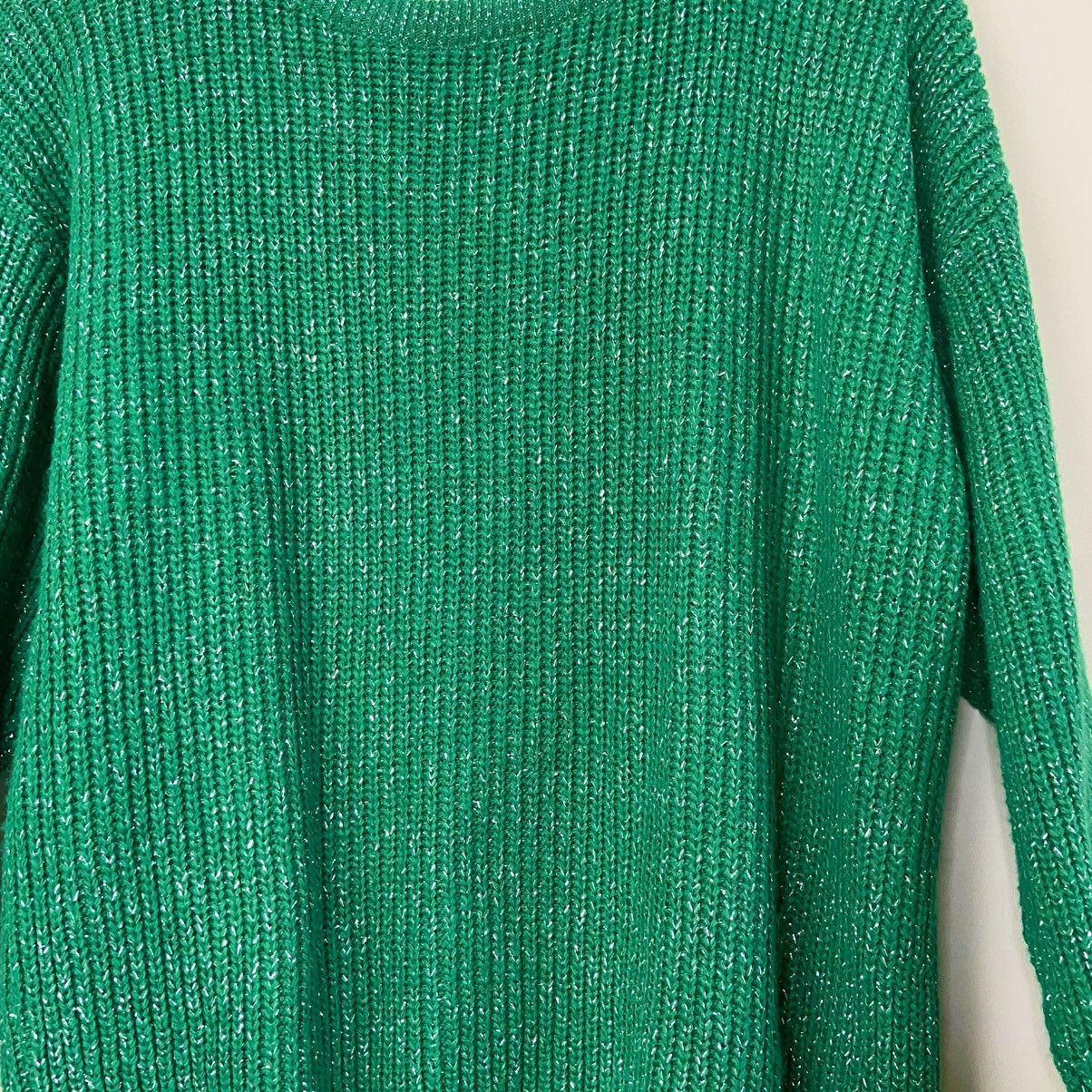 Other Vintage 1980s Green & Silver Crewneck Pullover Sweater | Med Size M / US 6-8 / IT 42-44 - 8 Thumbnail