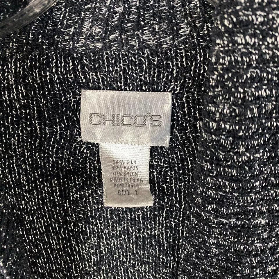 Chicos Chico's Cardigan Women's 1 Knit Black Silk Blend Long Sleeve Size XS / US 0-2 / IT 36-38 - 3 Thumbnail
