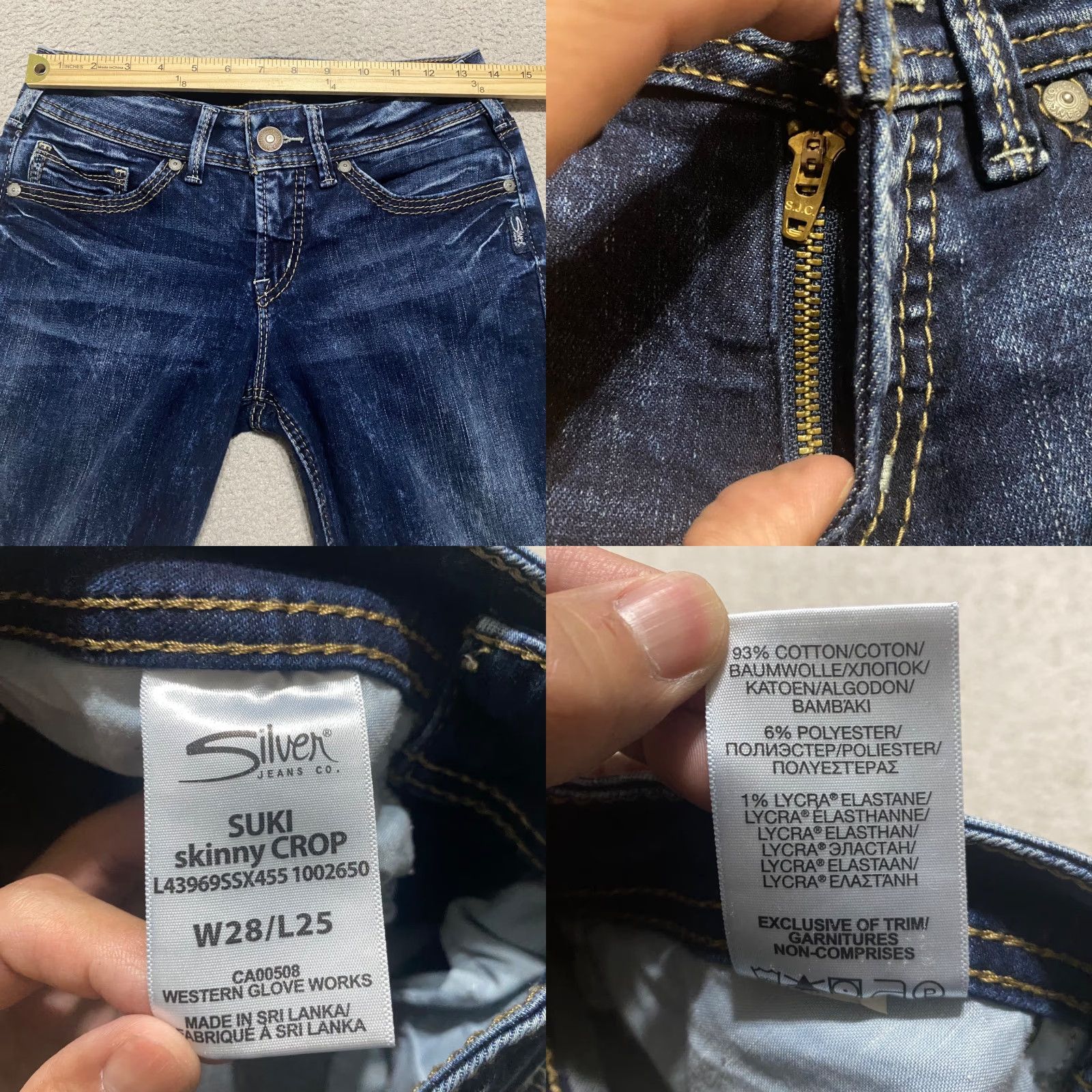 Silver Jeans Co. Silver Jeans Womens sz 28 Blue Denim Dark Wash Low Rise Suki Skinny Crop Size 28" / US 6 / IT 42 - 8 Thumbnail