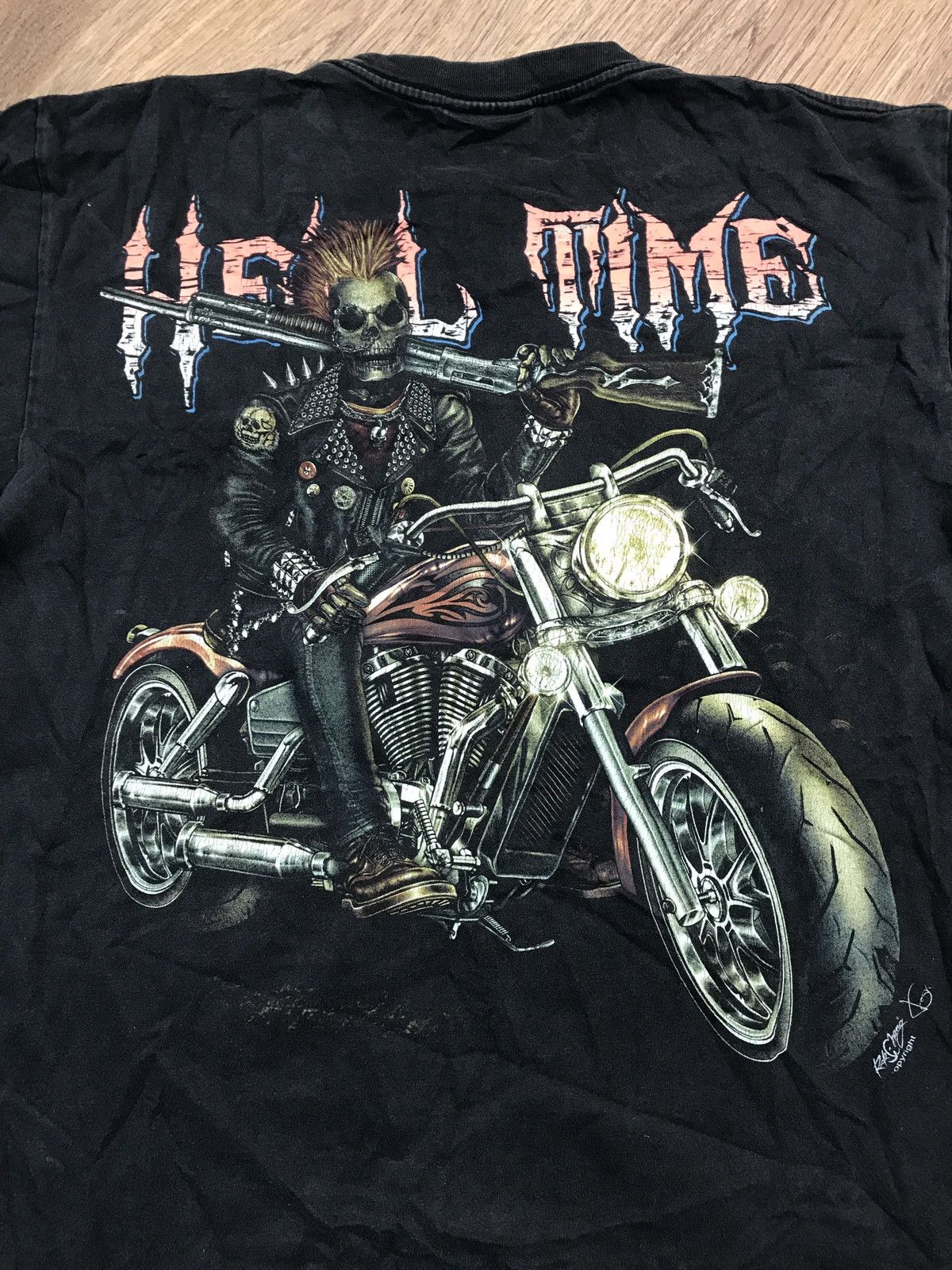 Japanese Brand × Vintage Vintage Hell Time Biker T Shirt Size US L / EU 52-54 / 3 - 11 Thumbnail