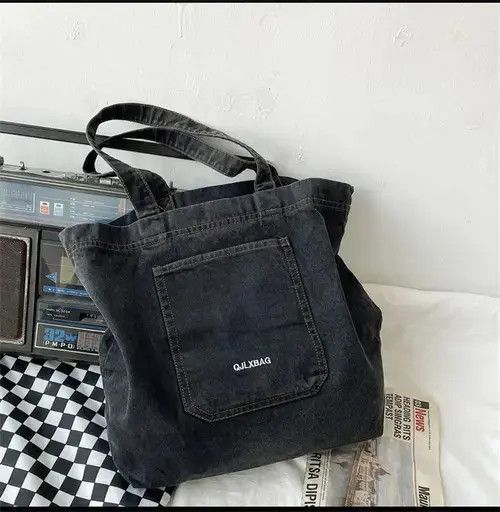 Japanese Brand × Vintage Denim Shopping Bag Designer Shoulder Solid Travel Military Size ONE SIZE - 3 Thumbnail