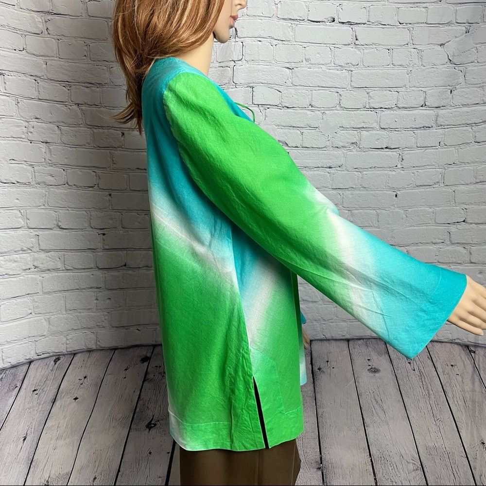 Jones New York Jones New York Cotton Tie Dye Tunic Blue Green Blouse Size Size M / US 6-8 / IT 42-44 - 4 Thumbnail