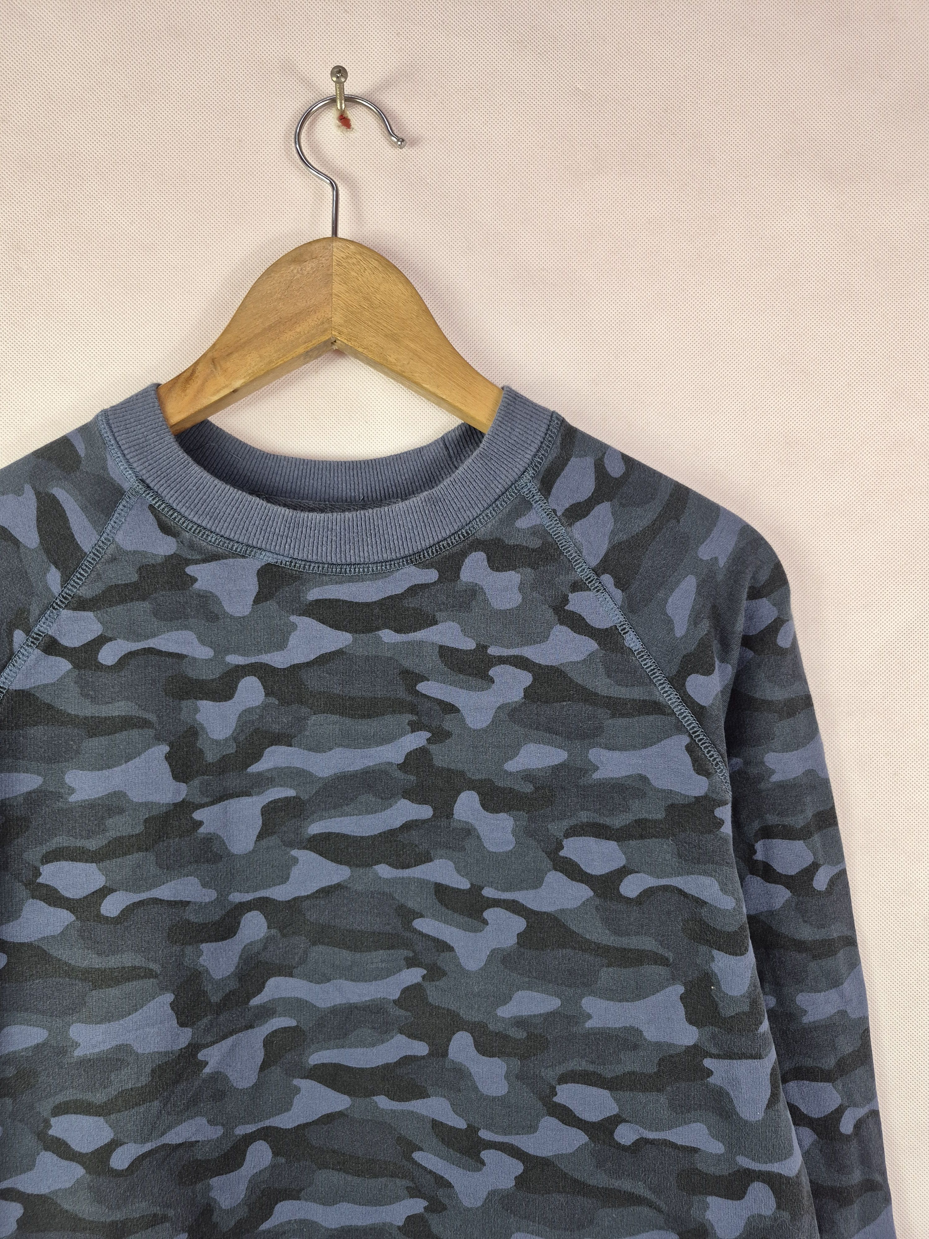 Vintage 🔥 Blue Army Camo Vintage Style Sweatshirt Sweater Size US M / EU 48-50 / 2 - 2 Thumbnail