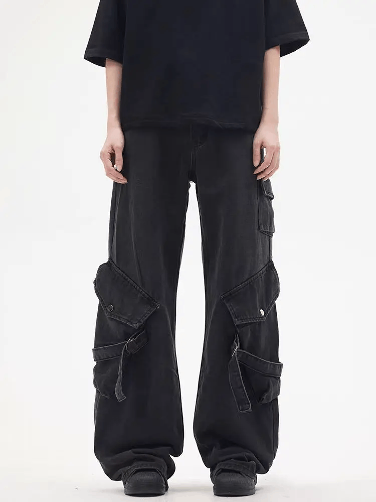 Japanese Brand × Jean Black washed and distressed baggy casual jeans Size US 33 - 1 Thumbnail