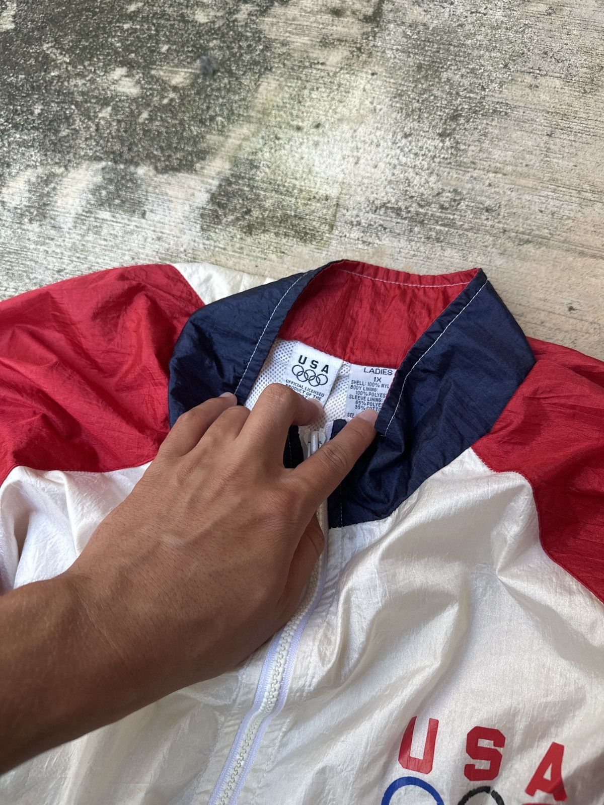 USA Olympics × Vintage Vintage 90s Made In USA Olympic Games Windbreaker jacket Size US XL / EU 56 / 4 - 4 Thumbnail