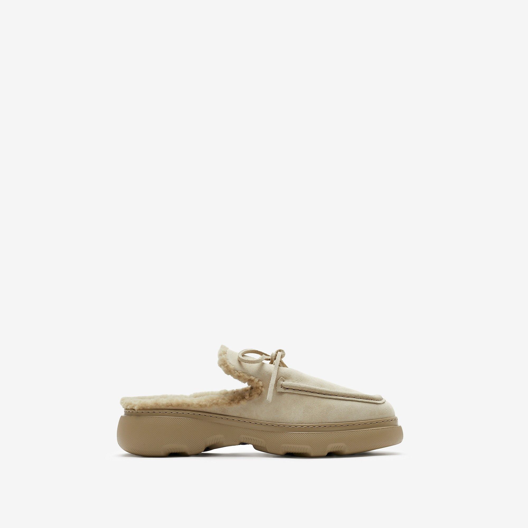 Burberry o1w1db10125 Suede and Shearling Stony Mules in Beige Size US 13 / EU 46 - 1 Thumbnail