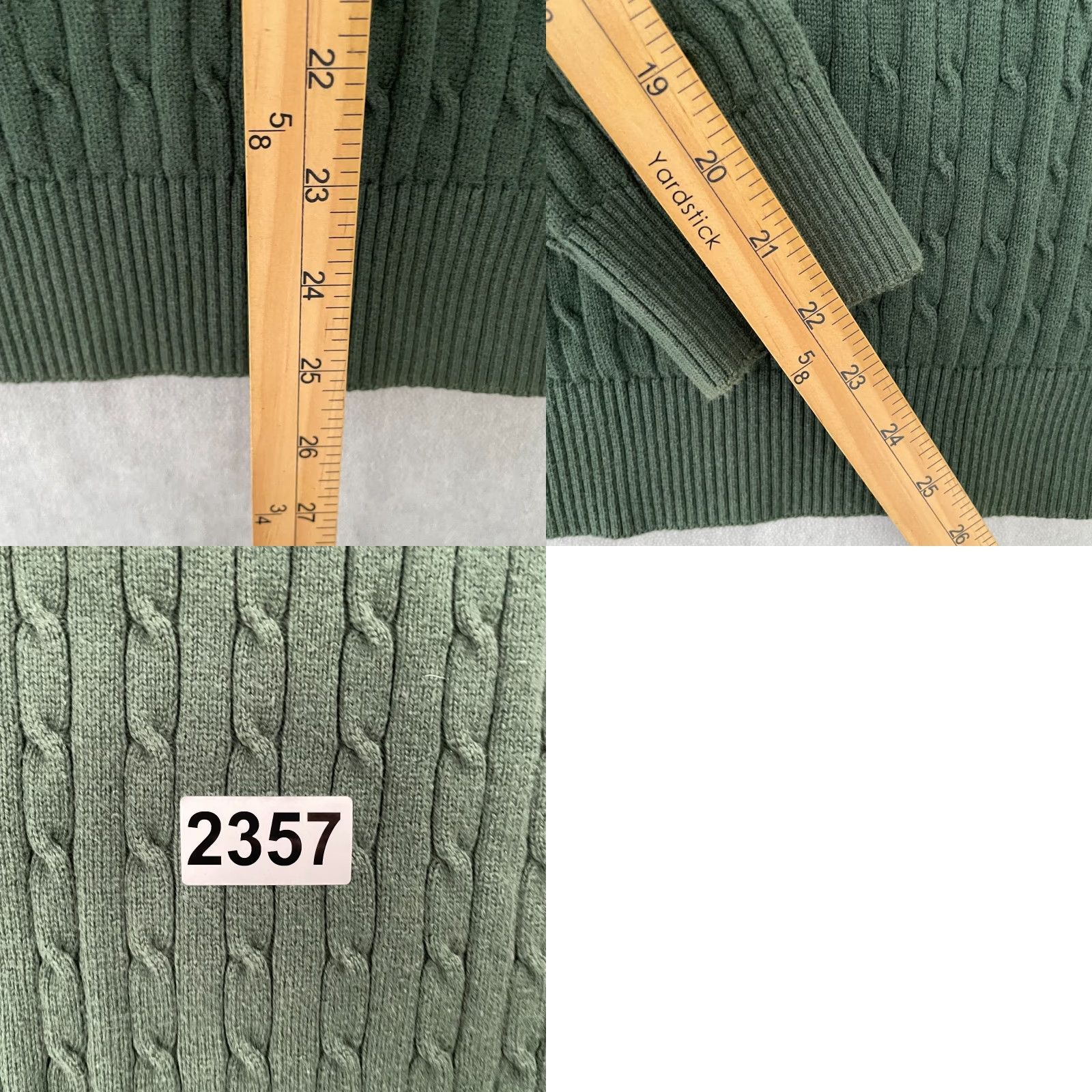 Tommy Hilfiger VINTAGE Tommy Hilfiger Sweater Adult XL Green Cable Knit V-Neck Logo 90s Mens Size US XL / EU 56 / 4 - 8 Thumbnail
