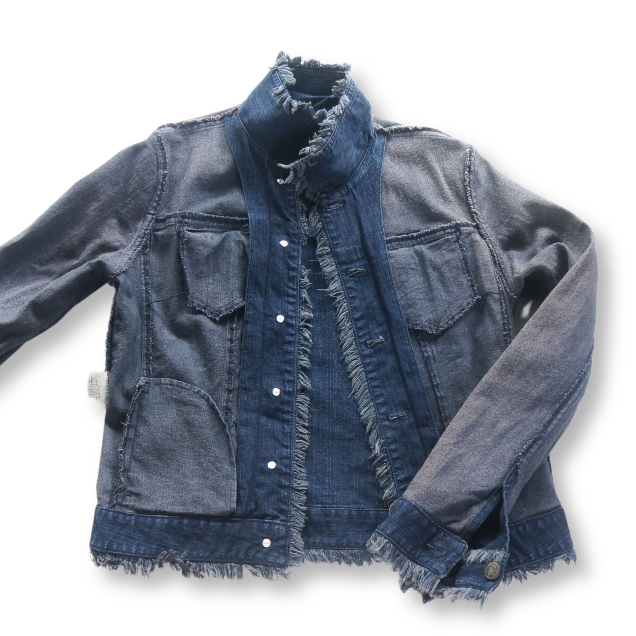 Japanese Brand Ayers Rock Dark Blue Fringe Denim Jacket Size M / US 6-8 / IT 42-44 - 6 Thumbnail