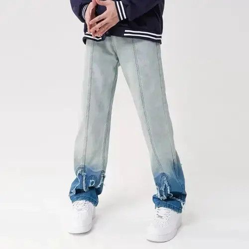 Jean Y2K Two-Tone Blue Baggy Jeans Size US 33 - 2 Thumbnail