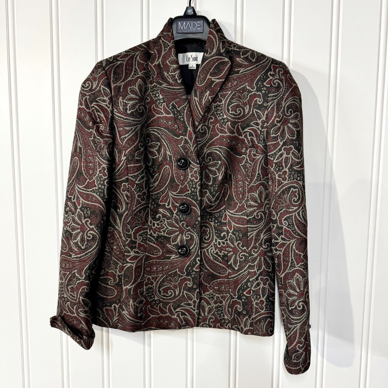 Vintage Vintage Le Suit Paisley Brown Button Collared Blazer Size 8 Size M / US 6-8 / IT 42-44 - 1 Thumbnail