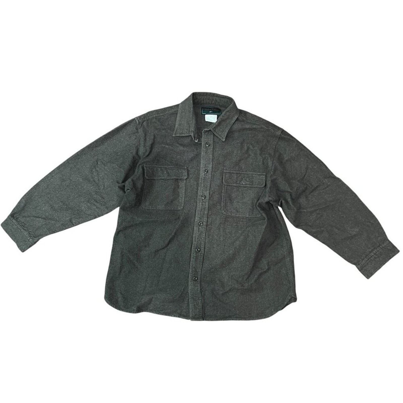 s-l400.jpg Field & Stream Heavy Cotton Button Front Shirt Green Mens L